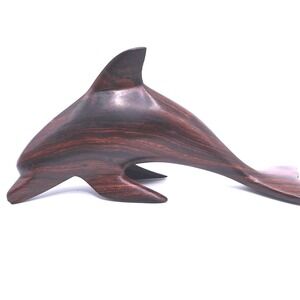 VTG Hand Carved Ironwood Dolphin Figurine Statue MCM Nautical‎ Decor 7 in